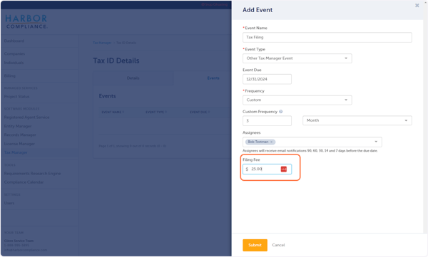 Type the Filing Fee